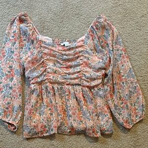 American Eagle Outfitters Floral Blouse in Pink and Blue